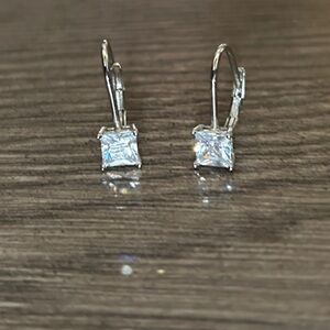 Elegant CZ Silver Drop Earrings
